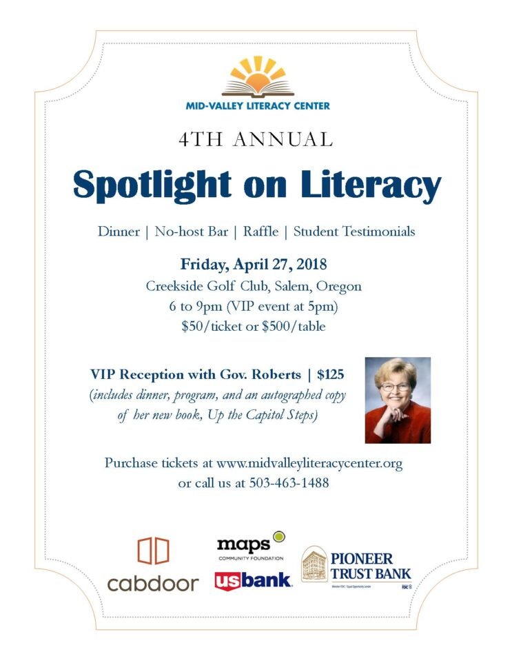 2018 Spotlight Flyer One Page Mid Valley Literacy Center